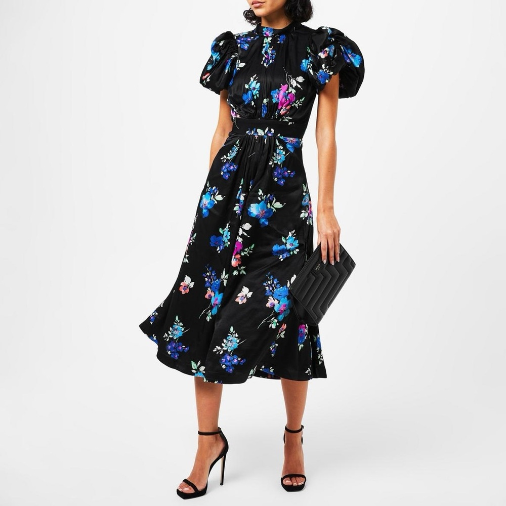 ROTATE BIRGER CHRISTENSEN Noon Puff Sleeves Dress in Satin - Picture 4 of 5